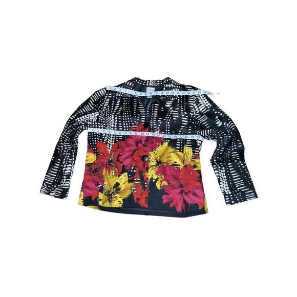 Chicos‎ Floral Button Up Sz 2 Blazer Women Multicolor Long Sleeve - Picture 4 of 7